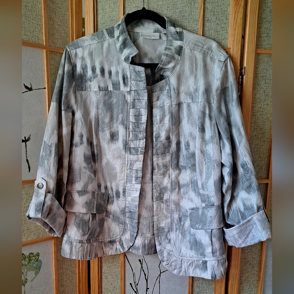 ❤️ Chico's Ikat Tie Dye Print Blazer